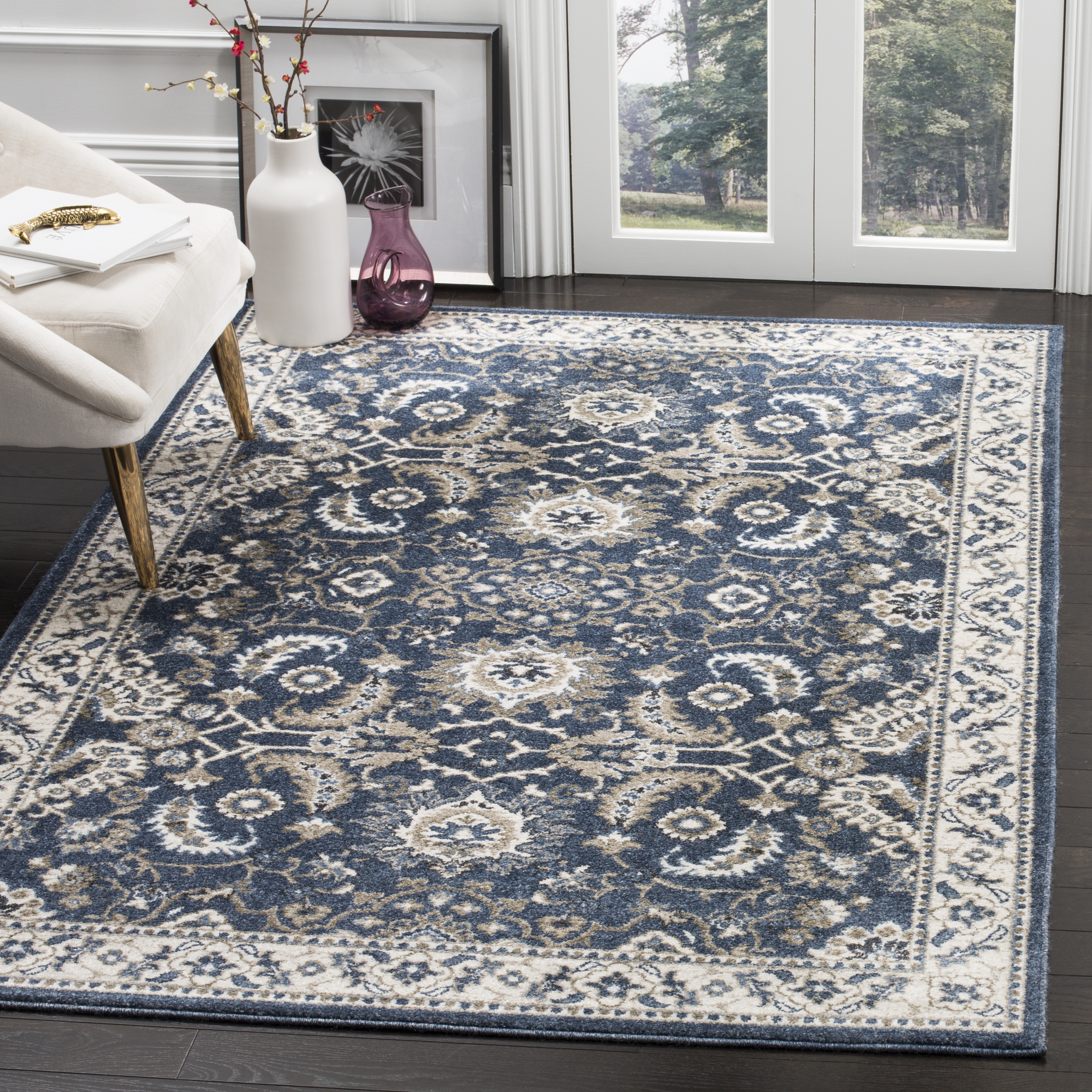 Arlo Home Woven Area Rug, CRL477D, Dark Blue,  3' X 5' - Image 1