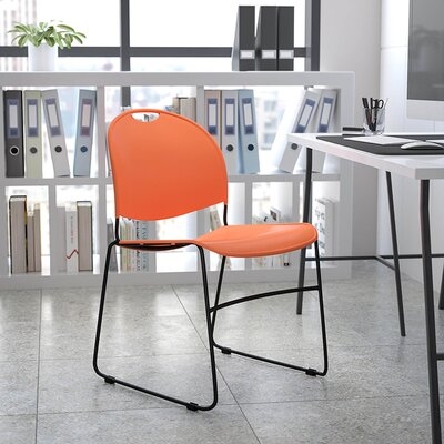 880 Lb. Capacity Orange Ultra-Compact Stack Chair With Black Powder Coated Frame - Image 0