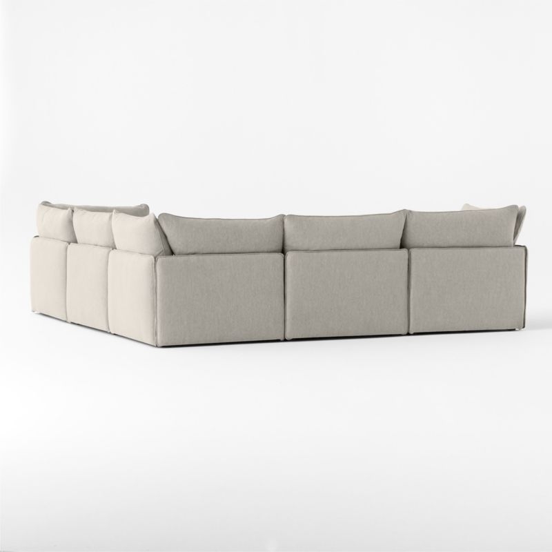 Lumis 5-Piece Modular L-Shaped White Performance Fabric Deep Depth Sectional Sofa - Image 4