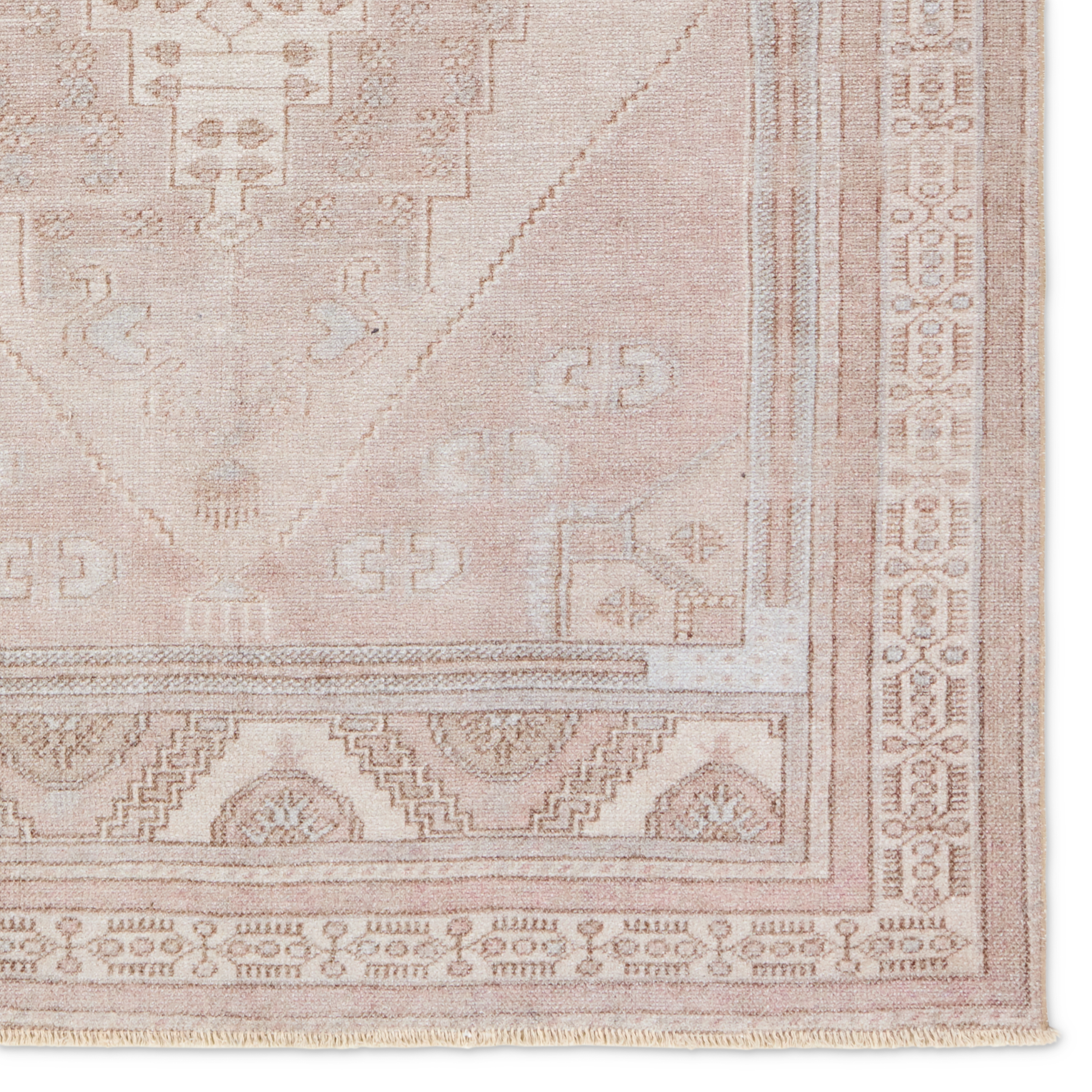 Label J Orame LML04 Medallion Tan and Light Blue Runner Rug (2'6"x8') - Image 3