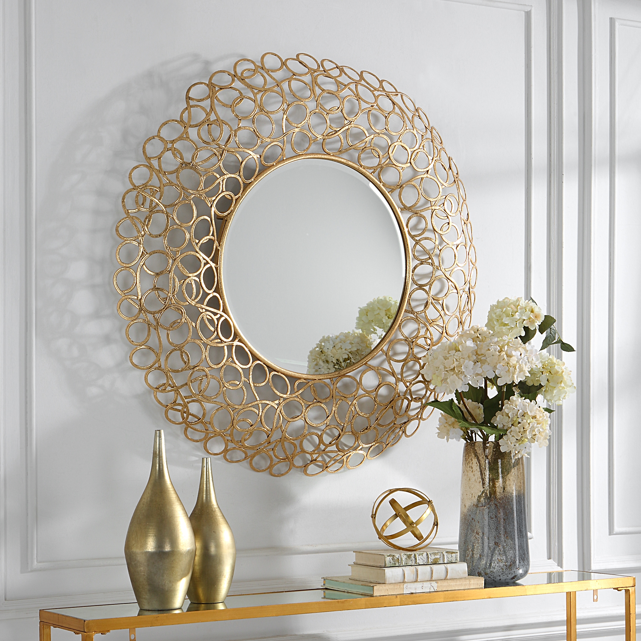 Swirl Round Gold Mirror - Image 3
