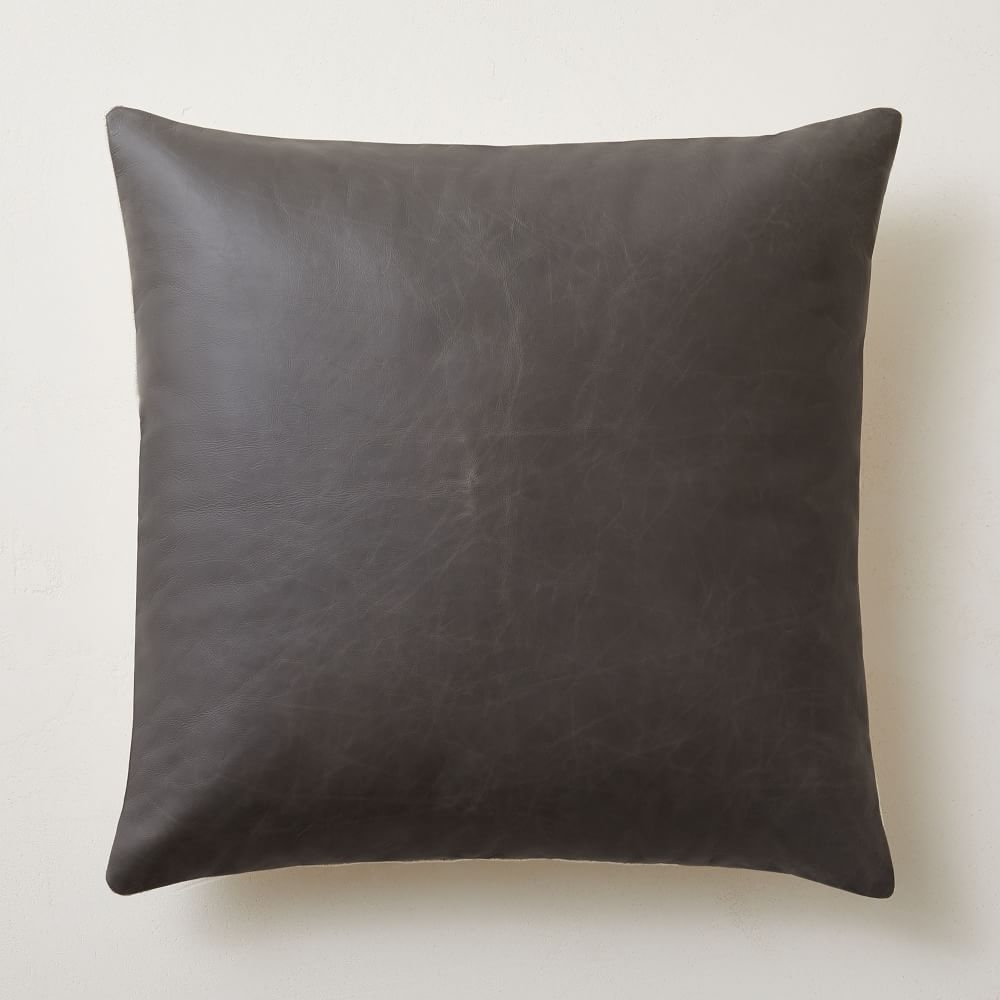 Leather Pillow Cover, 20"x20", Slate - Image 0