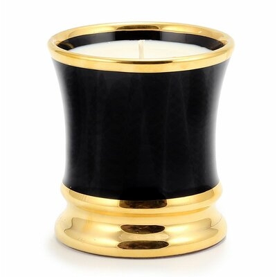 Deruta Candles: Deluxe Precious Cup Candle ~ Ausonia Nero Design ~ Pure Gold Rim - Tuscan Apple Harvest - Image 0