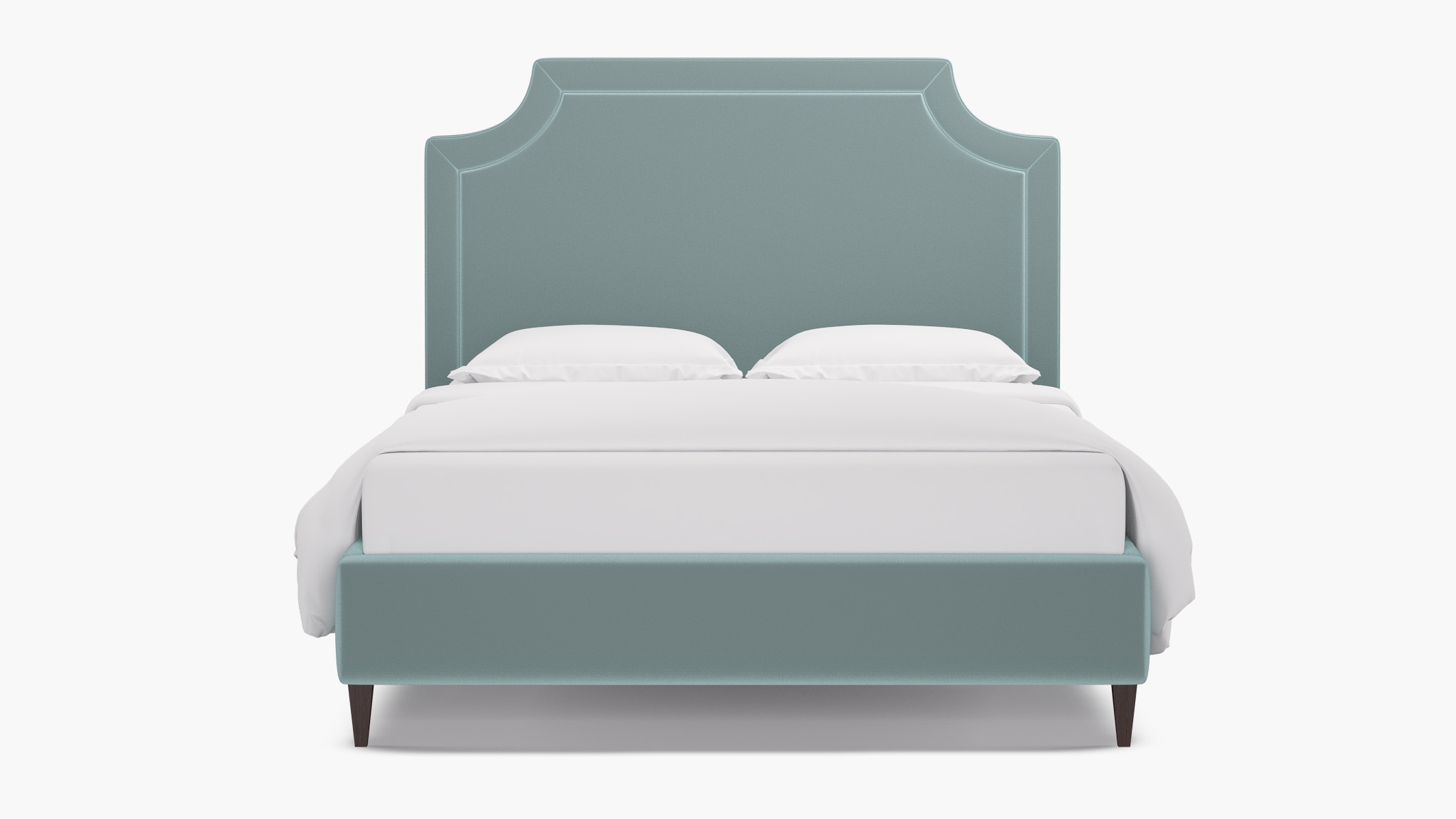 Deco Bed, Spa Performance Plush Velvet, Espresso Square Tapered Leg, Twin - Image 0