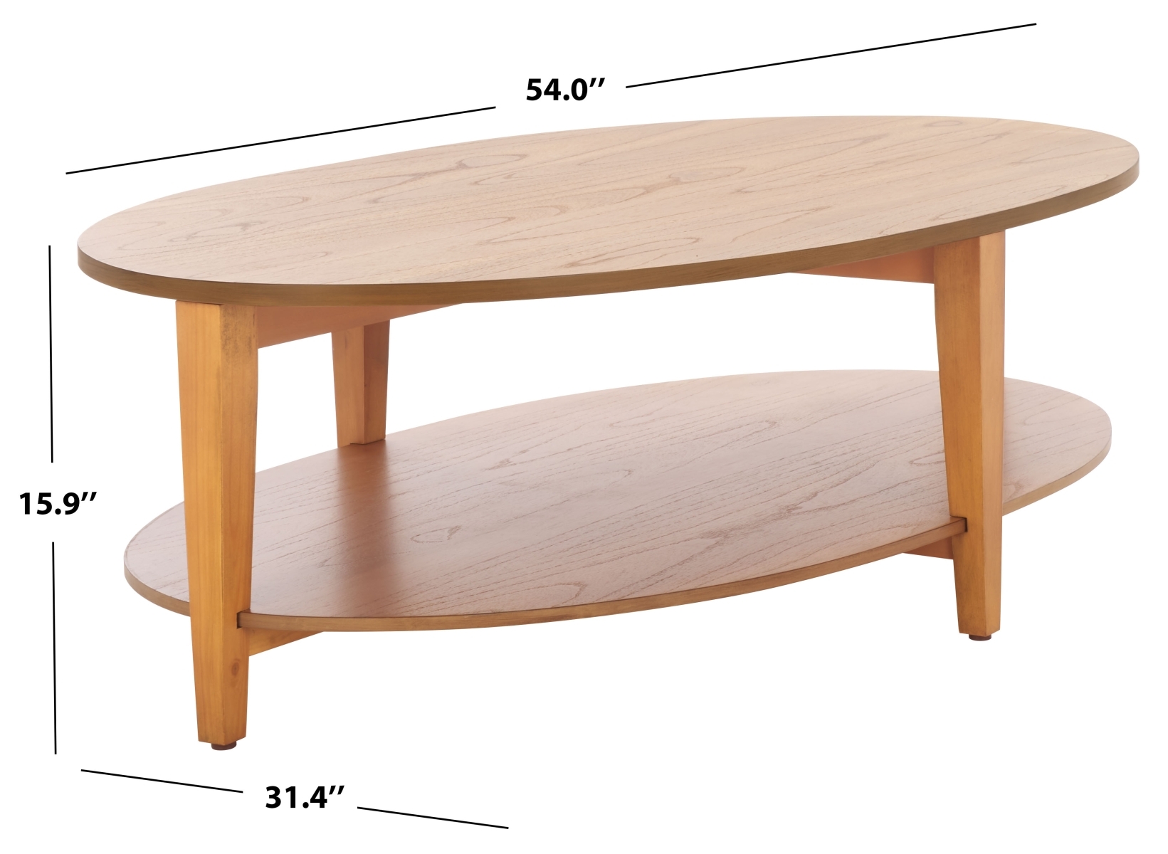 Leonardi Oval Wood Coffee Table - Natural - Image 5