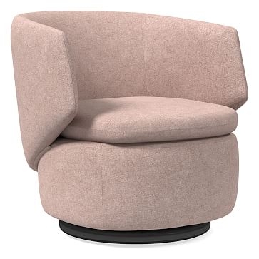 Crescent Swivel Chair, Poly, Distressed Velvet, Mauve, Concealed Supports - Image 0