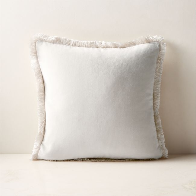 Bettie Warm White Velvet Throw Pillow Cover 18"x18" - Image 0