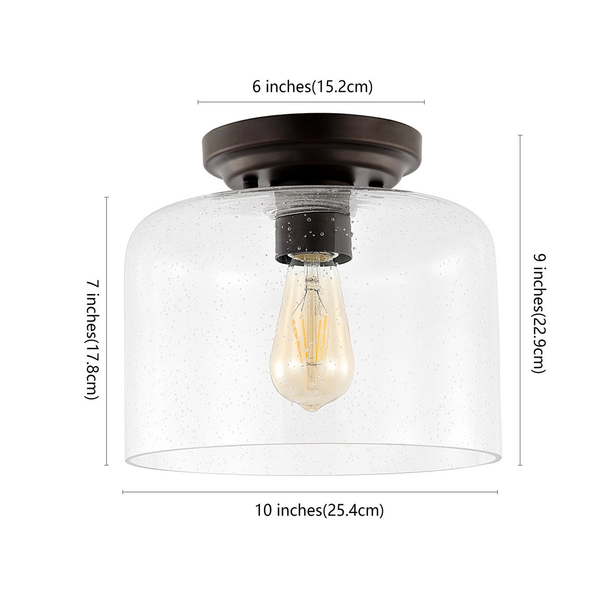 Rianne 10" Flush Mount - Black - Safavieh - Image 3