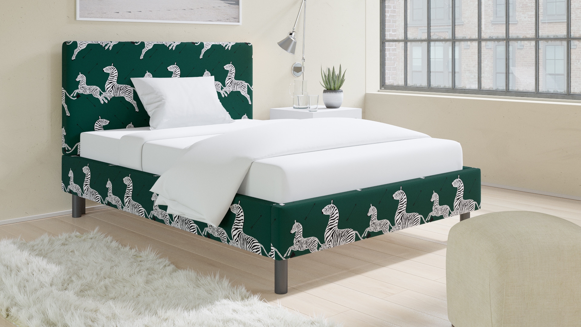 Tailored Platform Bed, Emerald Zebra, Full - Image 2