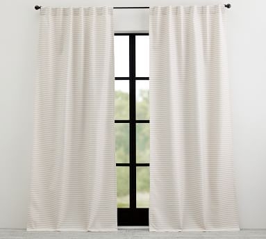 Sunbrella(R) Bungalow Striped Outdoor Curtain, 50 x 84",Flax Stripe - Image 2
