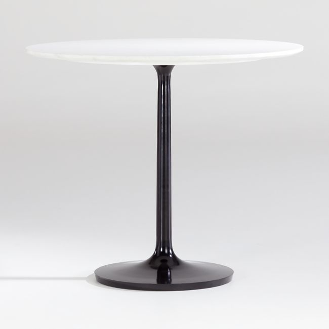 Nero 36" White Marble Dining Table with Matte Black Base - Image 0