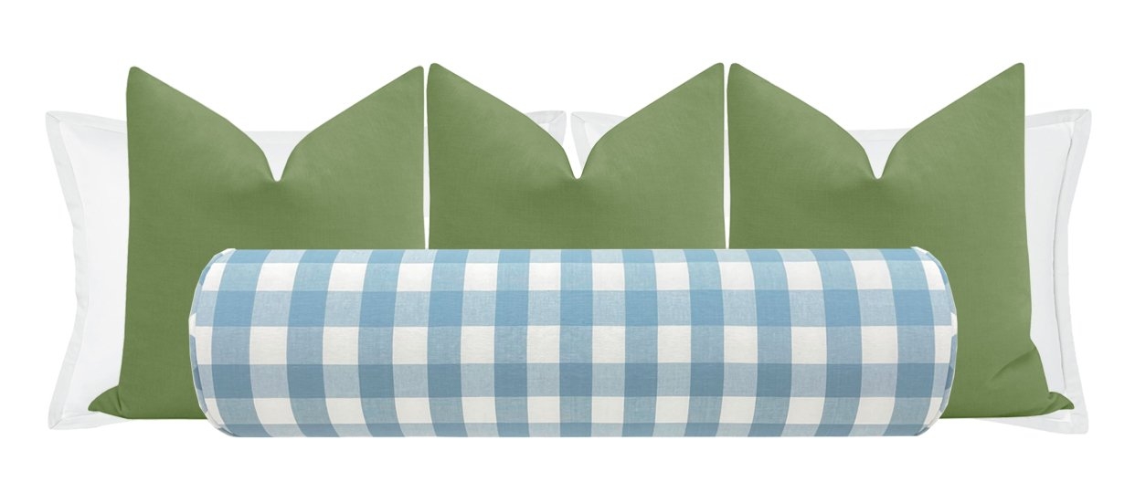 THE BOLSTER :: CHARLESTON CHECK // POWDER BLUE - BY THE YARD - Image 4