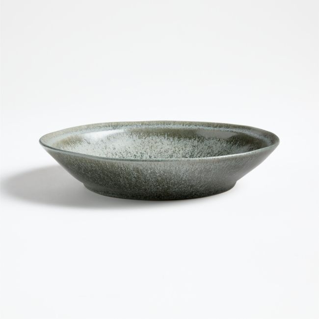 Prairie Moss Green Recycled Stoneware Low Bowl - Image 0