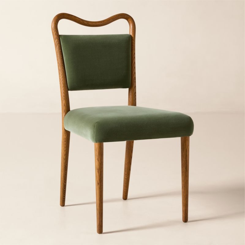 Monte Oak and Sage Green Velvet Dining Chair - Image 1