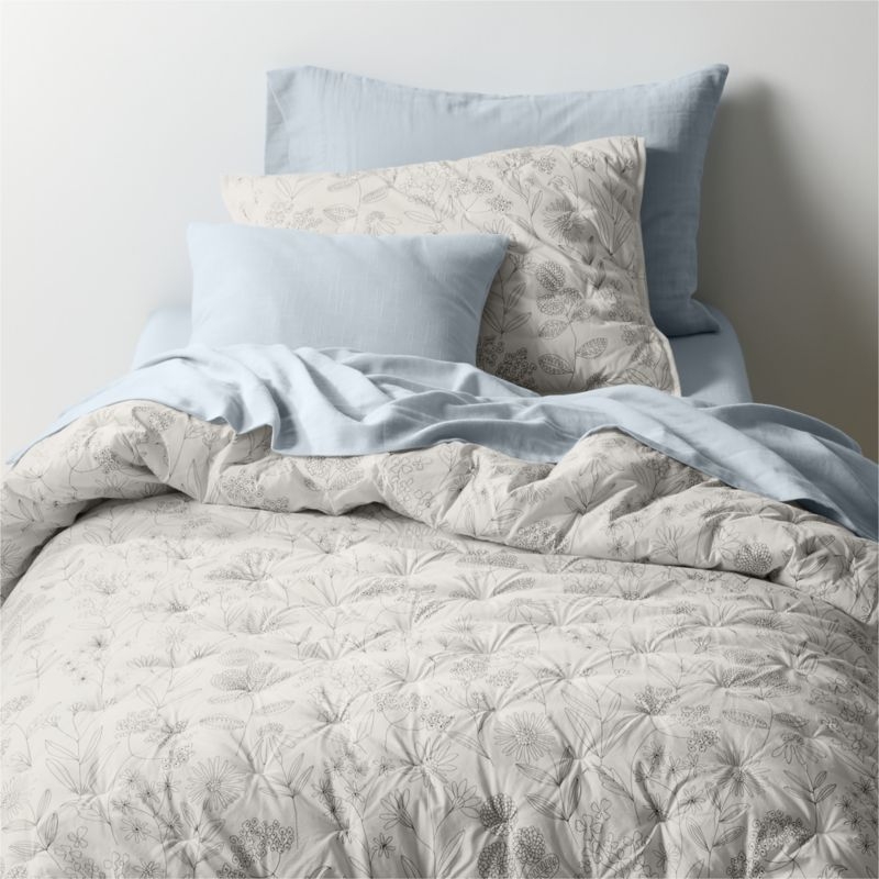 Organic Cotton Monogrammable 20"x20" Sky Blue Throw Pillow with Down-Alternative Insert - Image 3