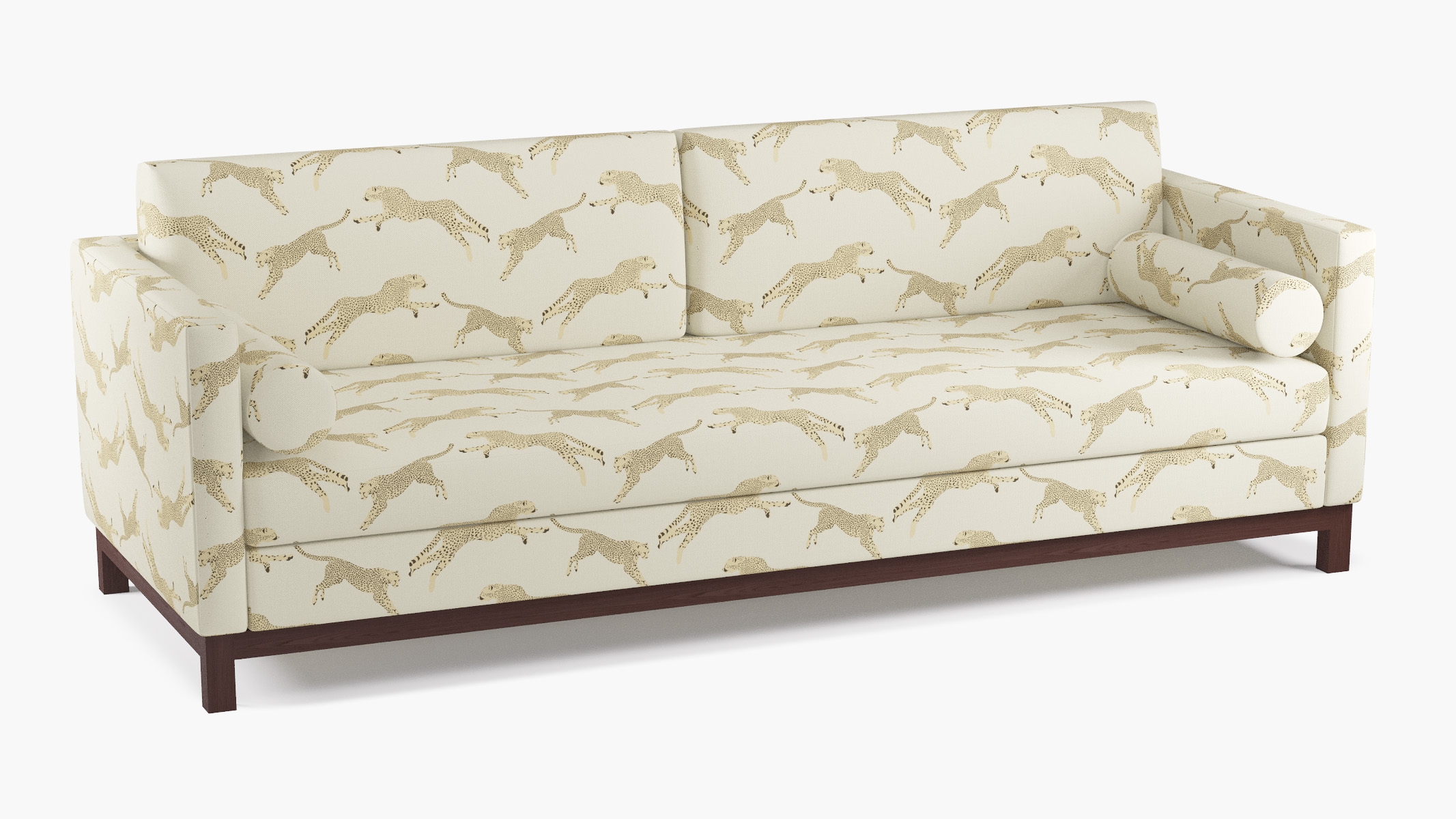 Tailored Tuxedo Sofa, Desert Cheetah, Espresso Wood Rail - Image 1
