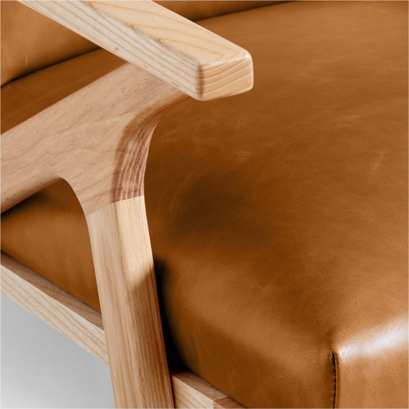 Cavett Ash Wood Leather Accent Chair - Image 1