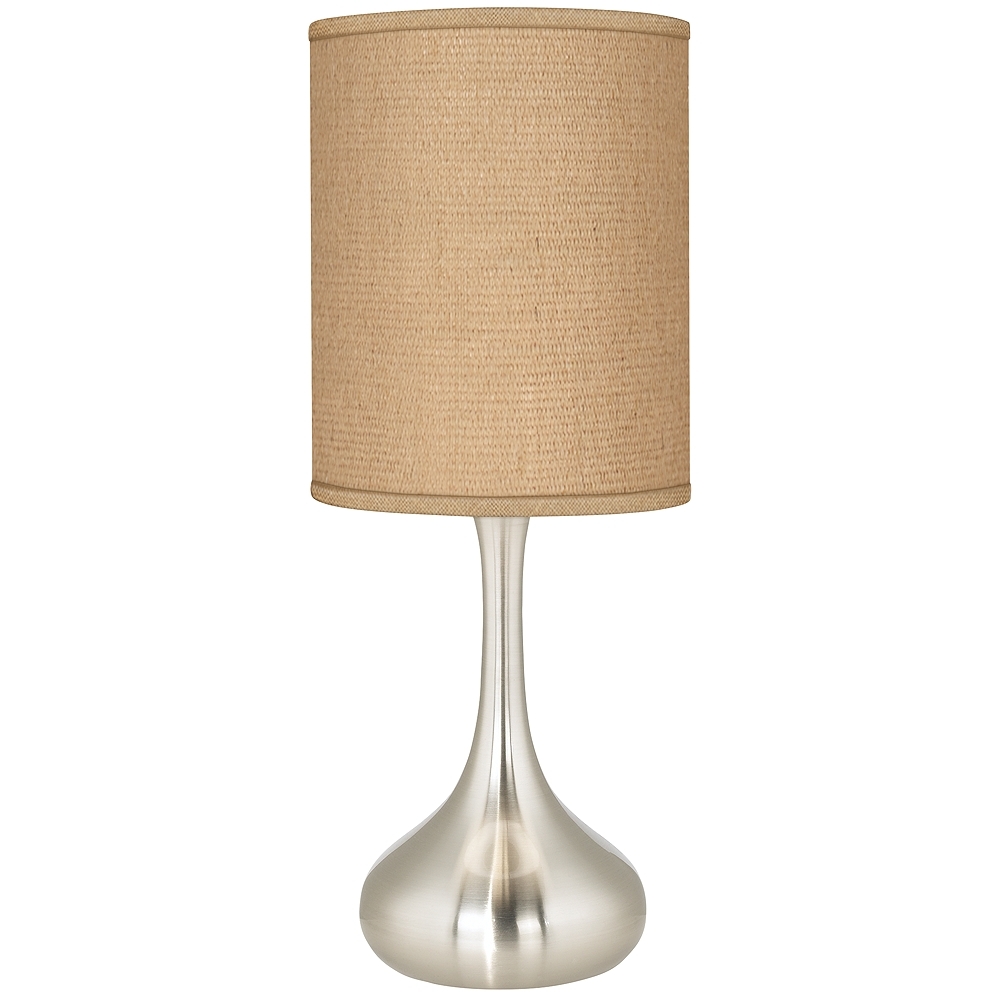 Possini Euro 23 1/2" Modern Droplet Table Lamp with Burlap Shade - Image 0