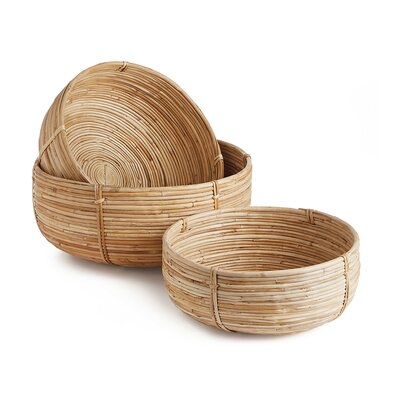 Low Cane Rattan 3 Piece Wicker Basket Set - Image 0