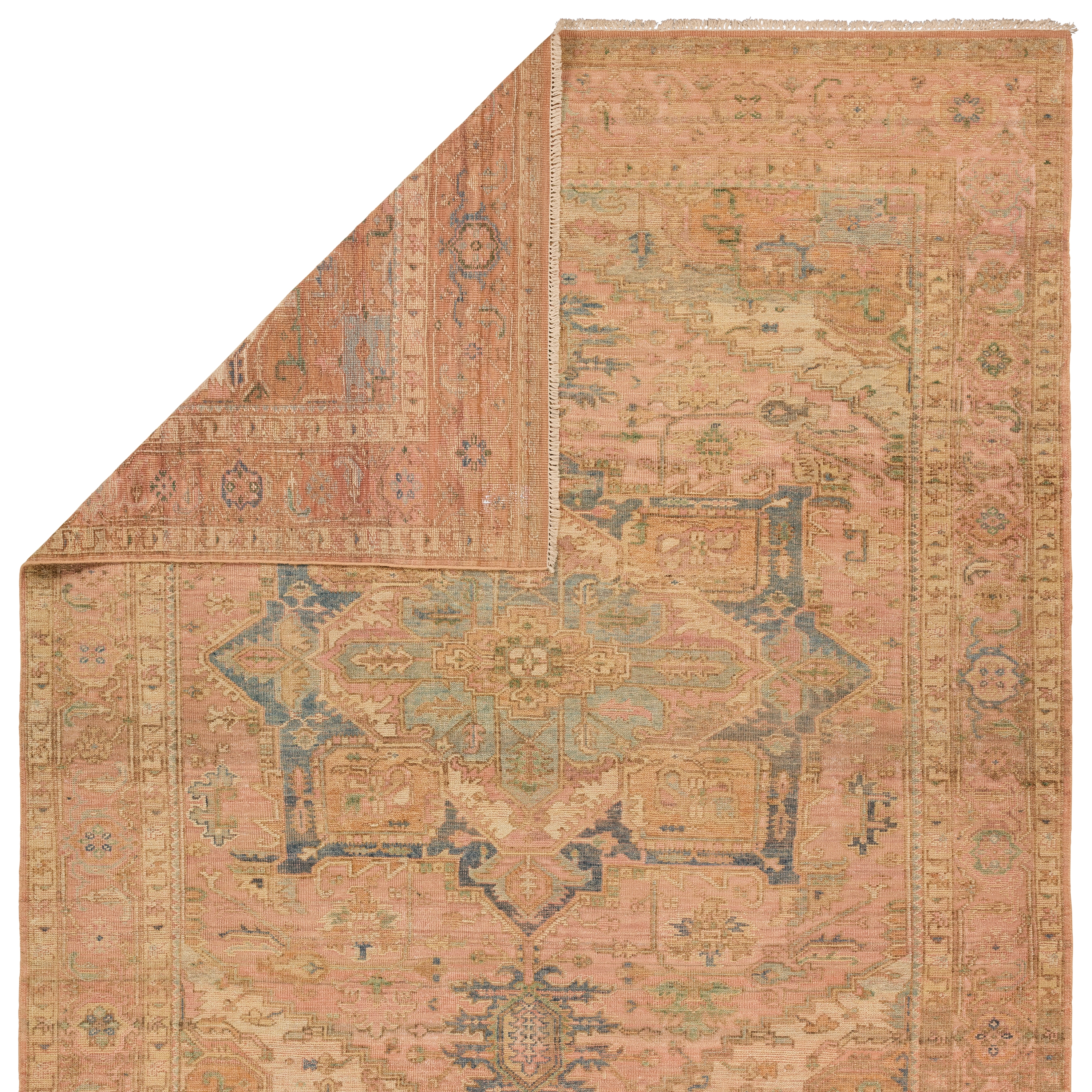 Arborea CIC01 Handknotted Traditional Pink and Yellow Area Rug (8'x10') - Image 2