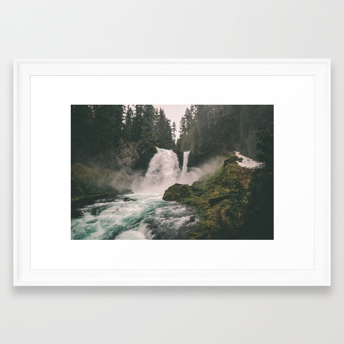 Sahalie Falls Framed Art Print by Hannah Kemp - Scoop White - SMALL-15x21 - Image 0