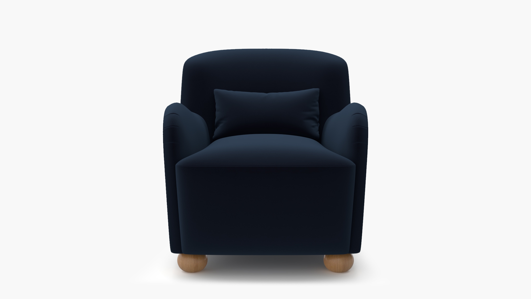 Club Chair, Navy Performance Velvet, Natural Bun Foot - Image 0
