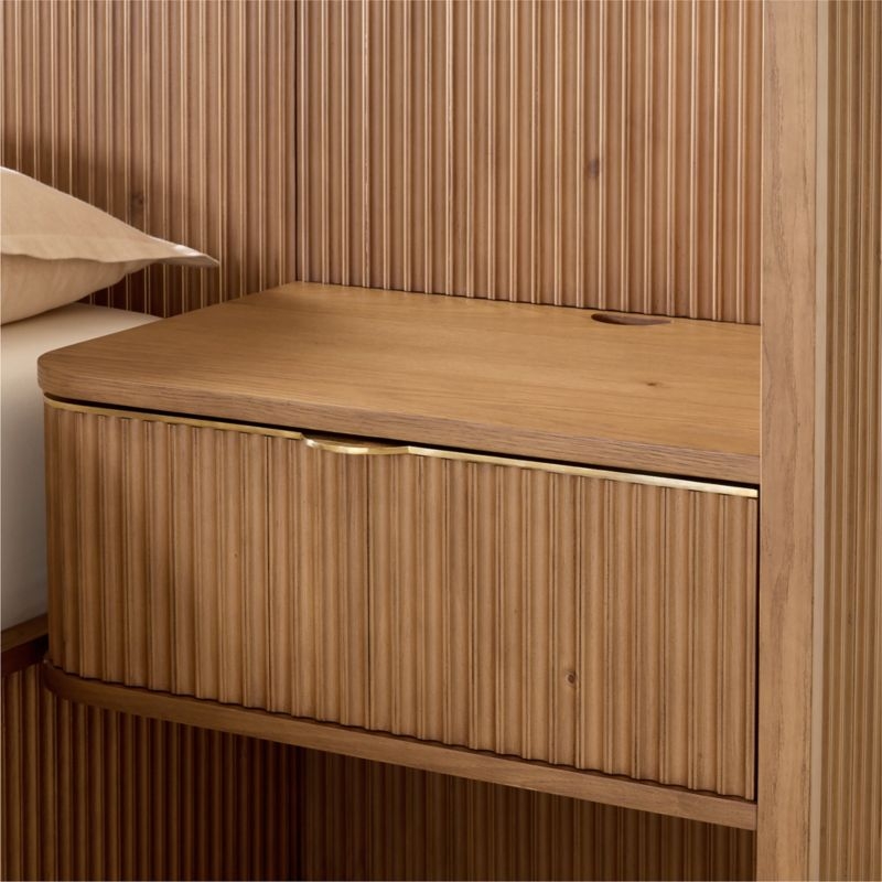 Davison Fluted Wood King Bed with Nightstands - Image 1