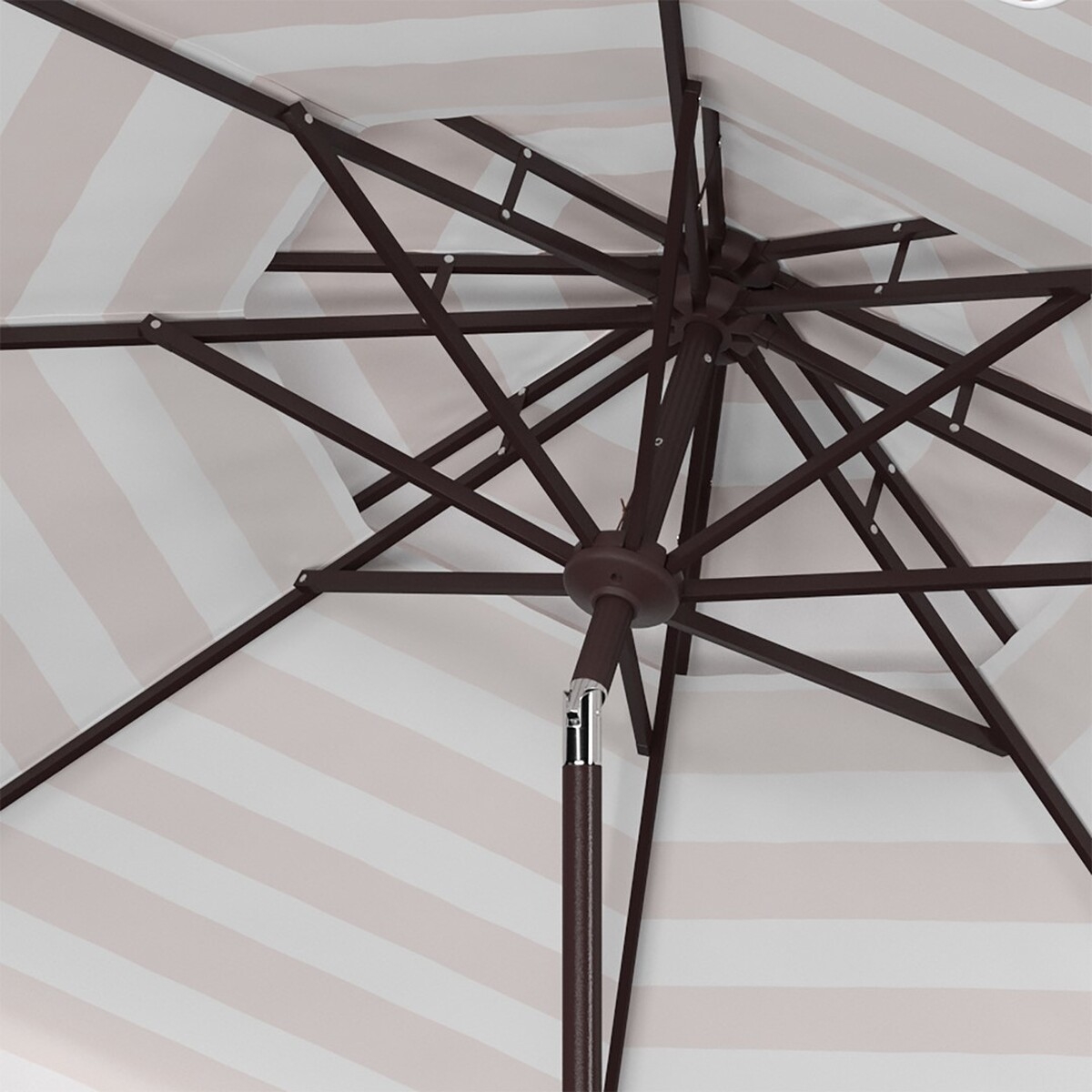 Vienna 9Ft Doubletop Umbrella - Beige/White - Safavieh - Image 2