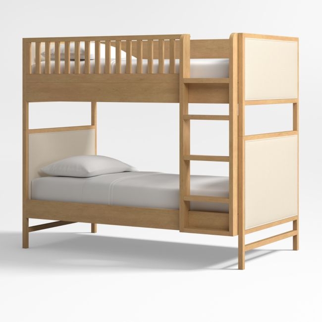 Beau Natural Oak Wood and Upholstered Kids Bunk Bed - Image 0