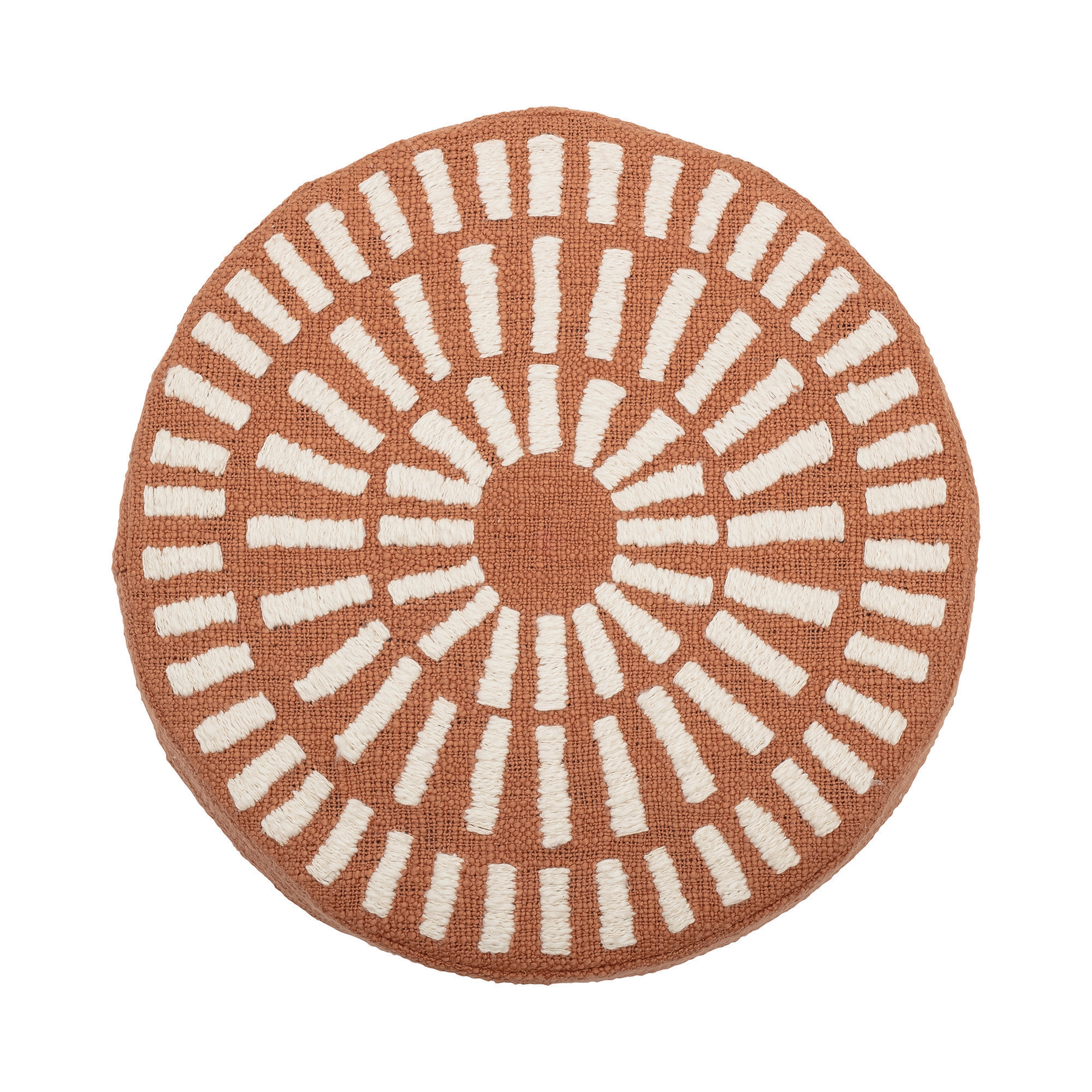Disk Pillow with Raised Pattern, Burnt Orange & White Cotton, 16" x 16" - Image 0