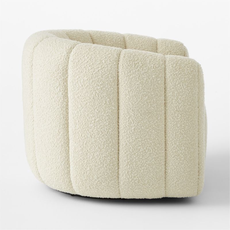 Fitz Channeled White Boucle Swivel Chair - Image 3