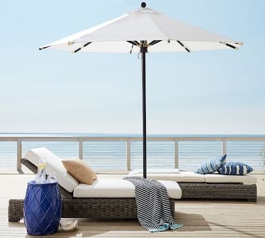 Huntington Single Chaise Lounge Cushion Slipcover, Sunbrella(R) Stripe; Bungalow Charcoal - Image 2
