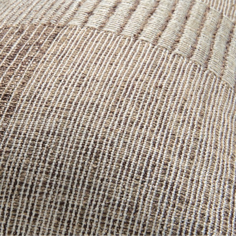 Textured Woven Stripes 22x15 Deep Brown Indoor/Outdoor Throw Pillow - Image 2
