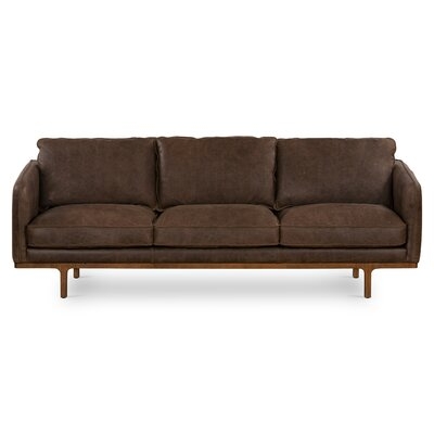 Swerting 87.5" Wide Genuine Leather Square Arm Sofa - Image 0