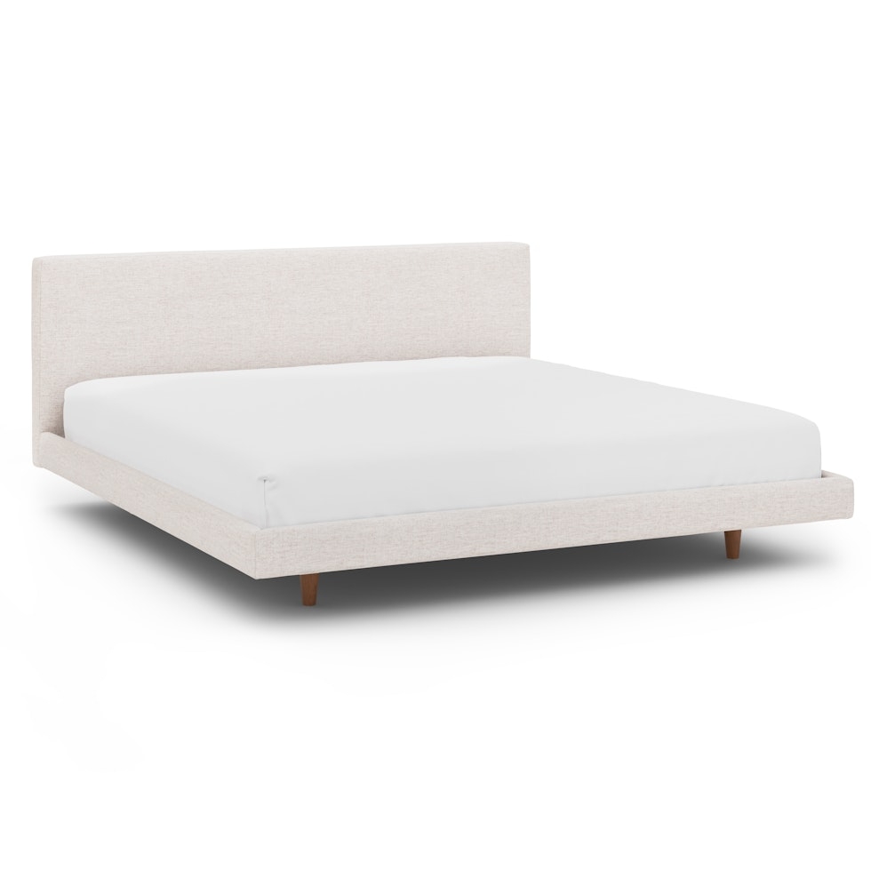 Tessu King Low Profile Upholstered Bed - Napa White - Image 1