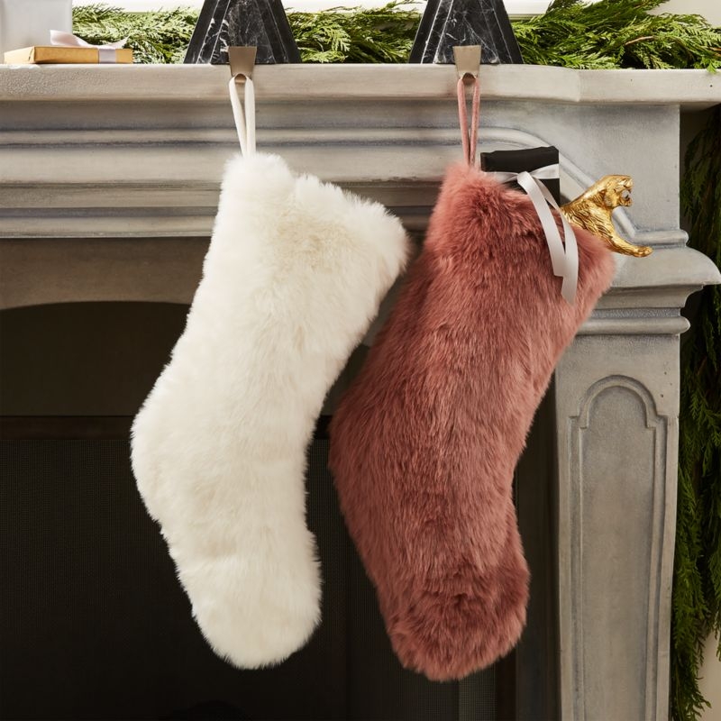 Faux Fur Dusty Rose Stocking - Image 1