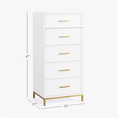 Blaire 5-Drawer Small Space Dresser, Laquered Simply White - Image 2