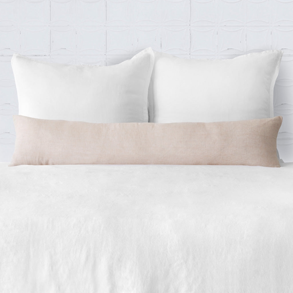 The Citizenry Prisha Linen Lumbar Pillow | 12" x 48" | Olive - Image 2