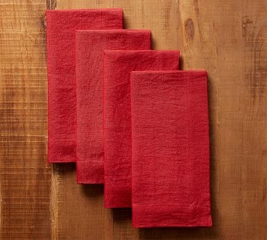 Mason Oversized Linen Napkins, Set of 4 - Red - Image 0