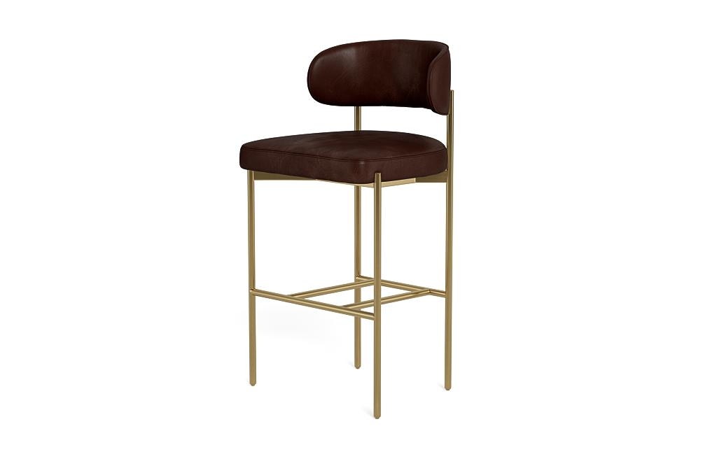 Hollis Leather Metal Framed Upholstered Bar Stool - Image 2