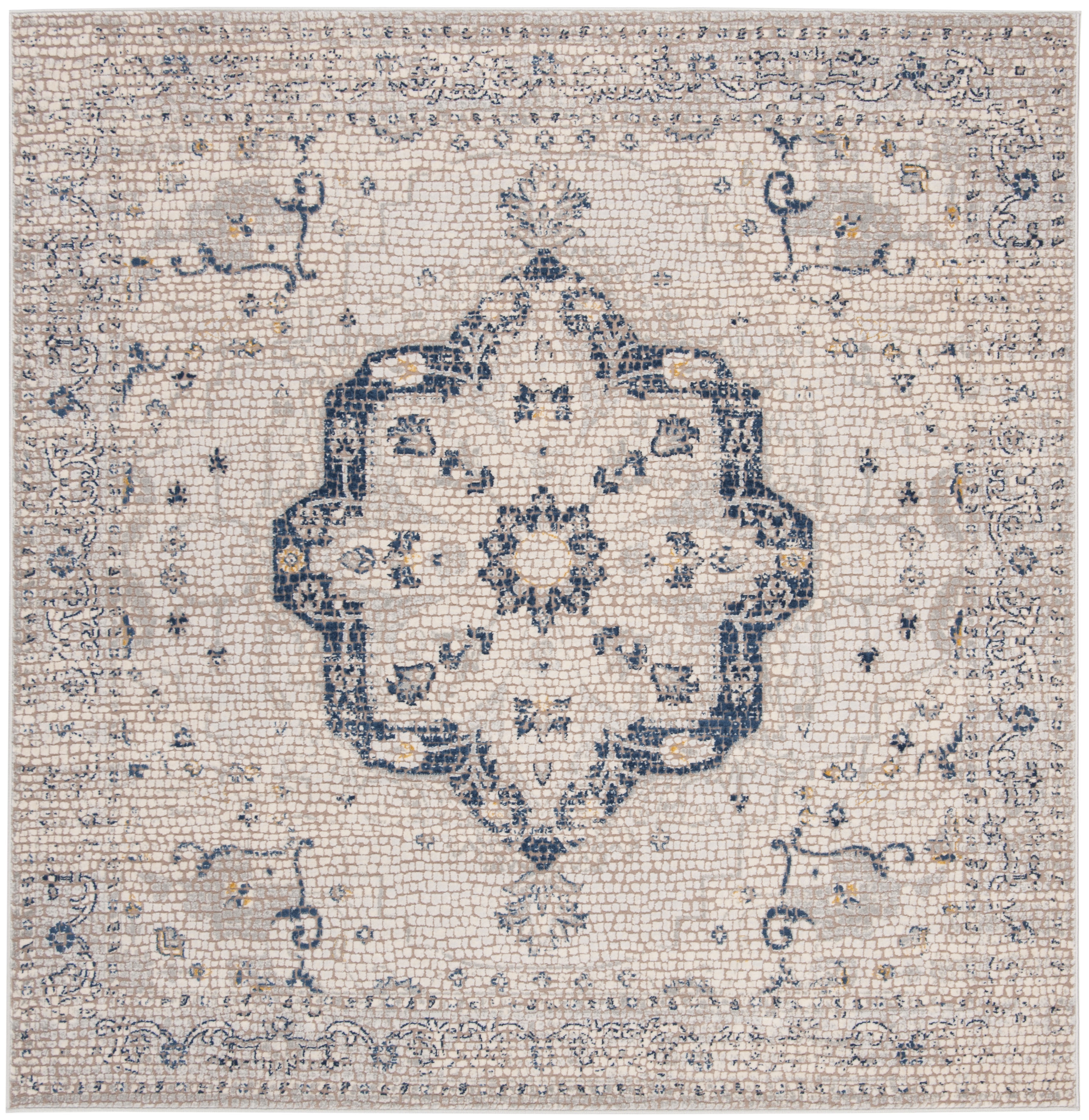 Arlo Home Woven Area Rug, MAR412N, Navy/Ivory,  6' 7" X 6' 7" Square - Image 0