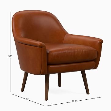 Phoebe Midcentury Chair, Poly, Vegan Leather, Cinder, Pecan - Image 3