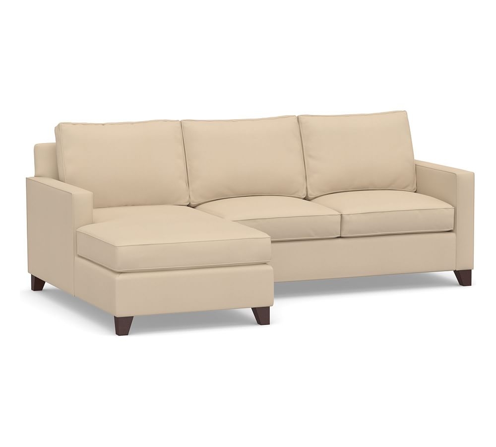 Cameron Square Arm Upholstered Right Arm Sofa with Chaise Sectional, Polyester Wrapped Cushions, Twill Cream - Image 0