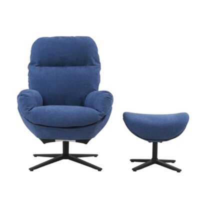 29" Wide Polyester Blend Swivel Lounge Chair and Ottoman - Image 0