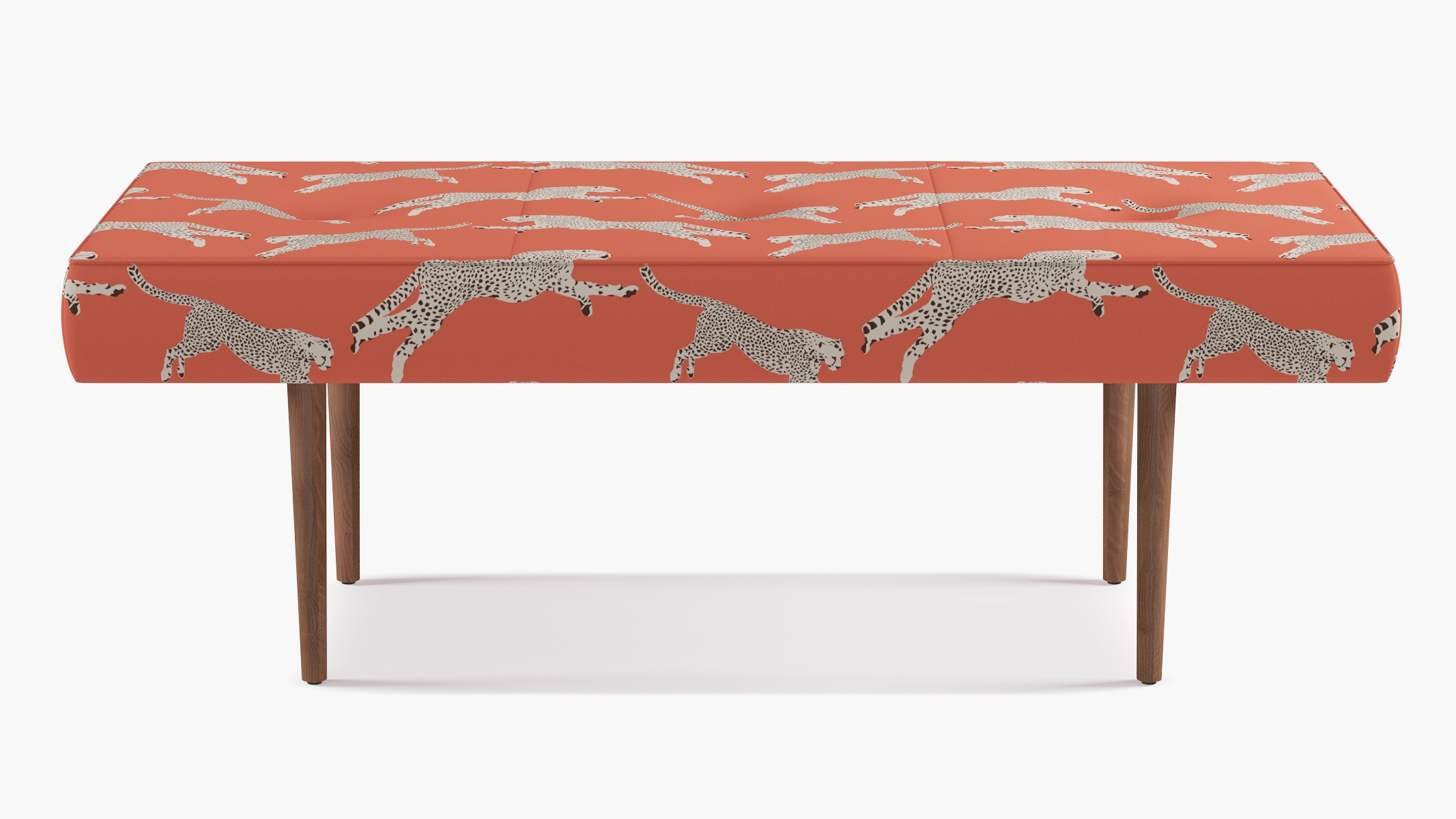 Mid-Century Bench, Henna Cheetah, Espresso - Image 0