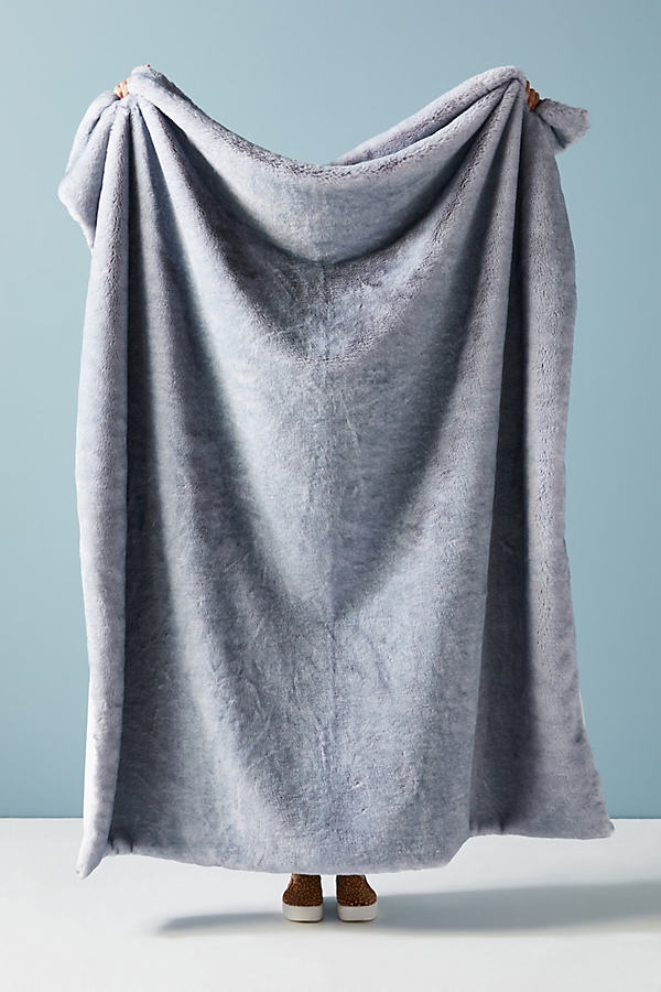 Aleksi Faux Fur Throw Blanket, Blue - Image 0