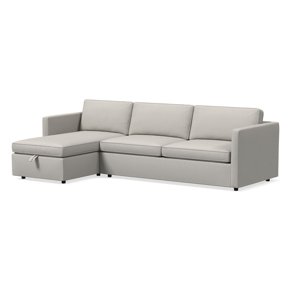 Harris 109" Left Multi-Seat Sleeper Sectional w/ Storage Chaise, Performance Yarn Dyed Linen Weave, Frost Gray - Image 0