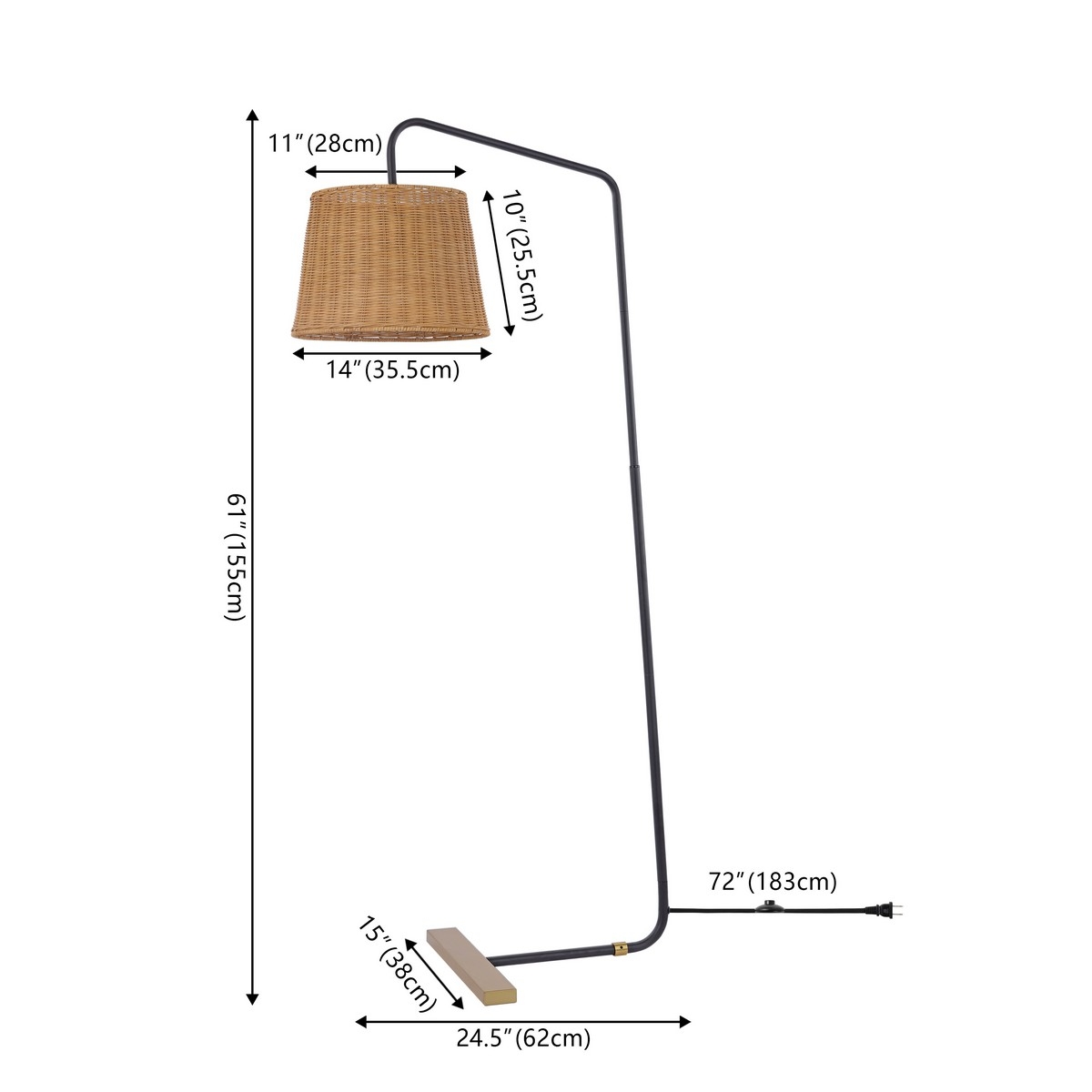 Millie 61 Inch Floor Lamp - Black/Natural - Image 4