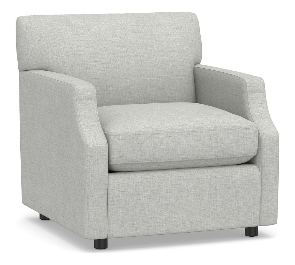 SoMa Hazel Upholstered Armchair, Polyester Wrapped Cushions, Basketweave Slub Ash - Image 0