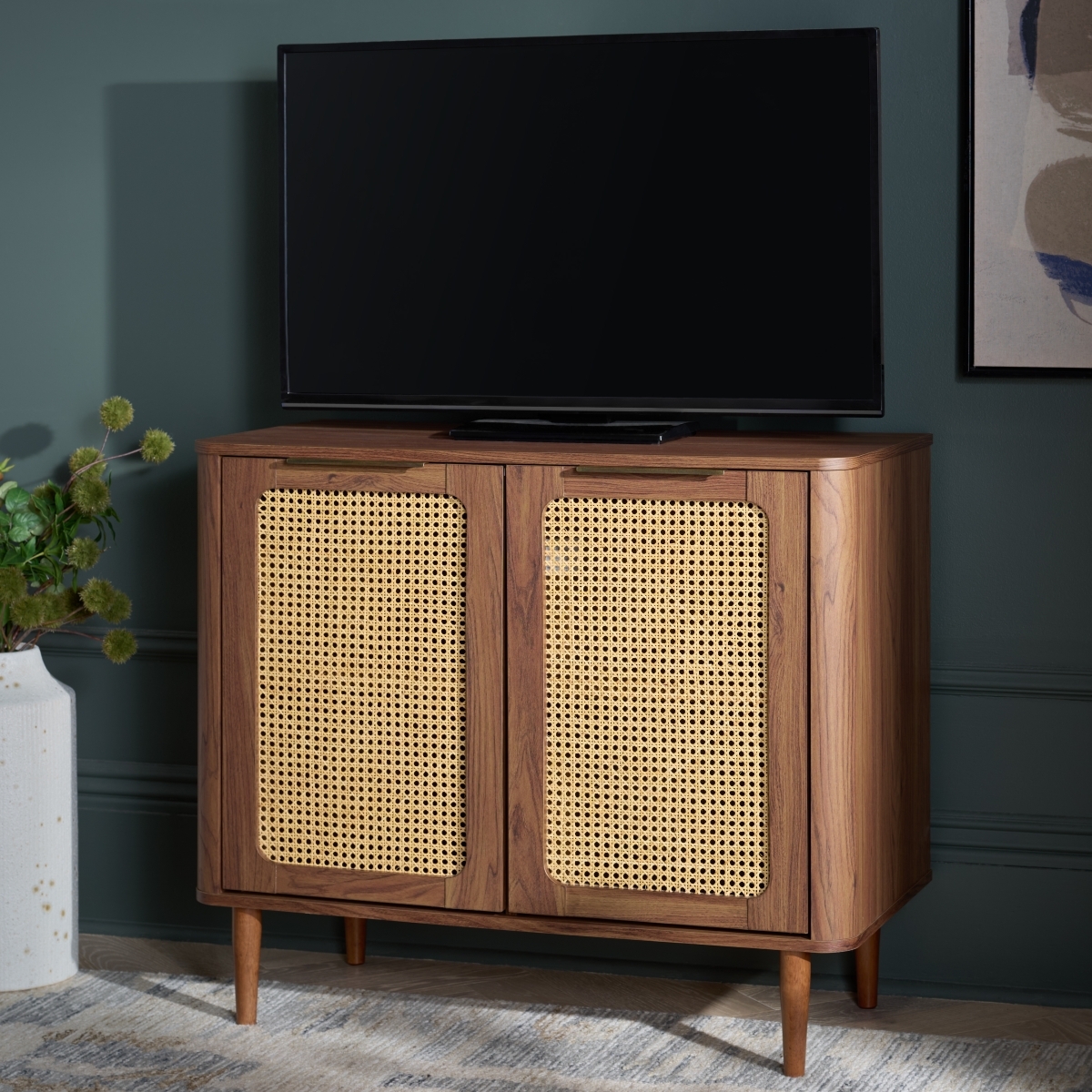 Brey 2 Door Compact Sideboard - Walnut / Brass - Image 1